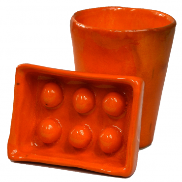Zestaw łazienkowy ceramiczny - pomarańczowy